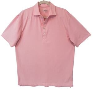 Landseer Outdoor Pink Striped Performance‎ Polo Shirt Mens Large Golf Stretch